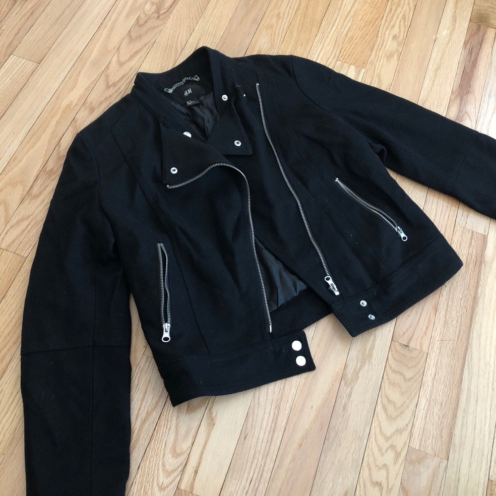 Black Wool Moto Jacket